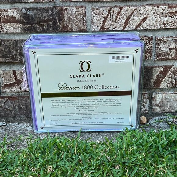 1800 Thread Count: LAVENDER Color, Deep Pockets, Premier 4 Piece Bed Sheet Set - Picture 2 of 2